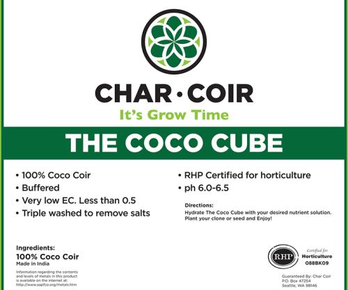 Char Coir Coco Cube RHP Certified Coco Coir, 2.25 L